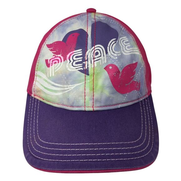 Peace Strapback Hat Multicolor OS Adjustable Colorblock Vented Holes Concept One - Picture 1 of 8